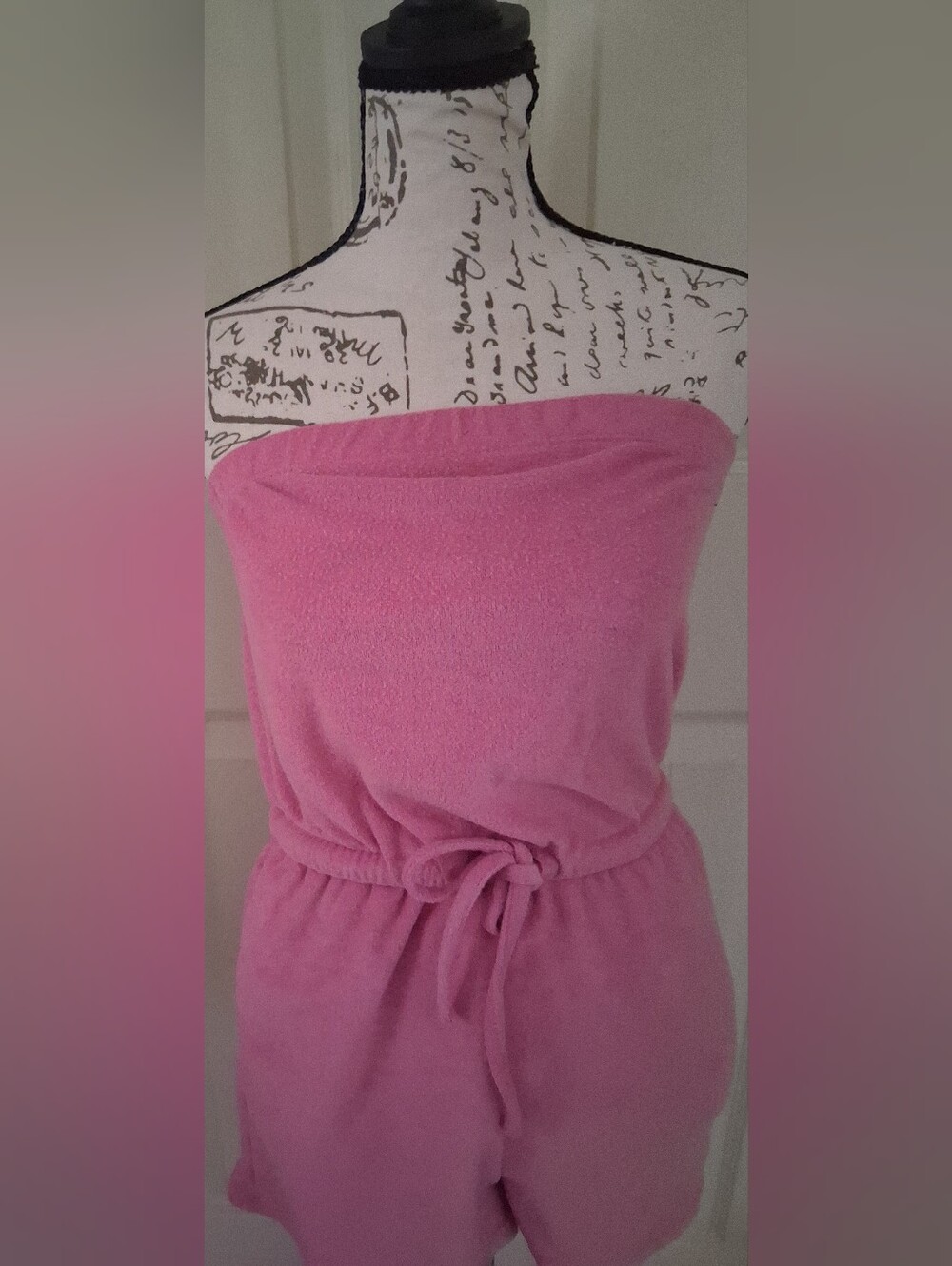Derek Heart Y2K Strapless Pink Tie-Waist Romper